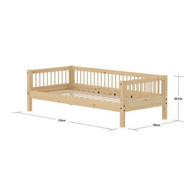 Single Bed with Safety Rail, 90x200 cm, Pine