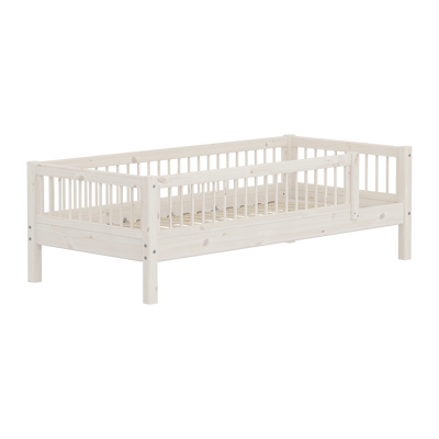 Single Bed with Safety Rail, 90x200 cm, White