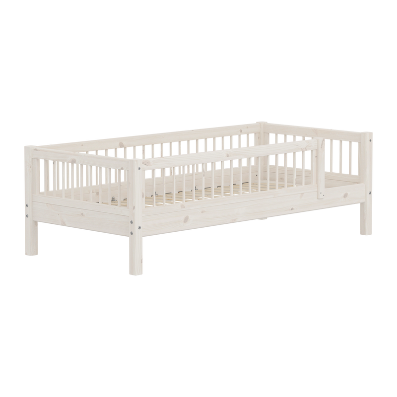 Single Bed with Safety Rail, 90x200 cm, White