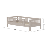 Single Bed with Safety Rail, 90x200 cm, Grey