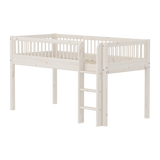 Hoogslaper 120 cm met veiligheidsrek en ladder, 90x200 cm, Wit