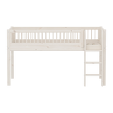 Hoogslaper 120 cm met veiligheidsrek en ladder, 90x200 cm, Wit