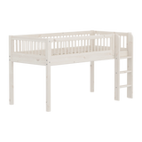 Hoogslaper 120 cm met veiligheidsrek en ladder, 90x200 cm, Wit