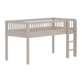 Mid-High Bed with Safety Rail and Ladder, 90x200 cm, Grey