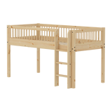 Mid-High Bed with Safety Rails, 90x200 cm, Pine