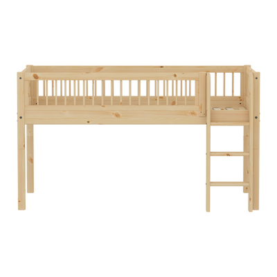 Mid-high Bed with Safety Rail, 90x200 cm, Pine