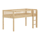 Mid-High Bed with Safety Rails, 90x200 cm, Pine