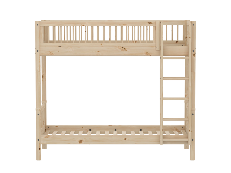 Bunk Bed with Extra Height and Safety Rail, 90x200 cm, Pine