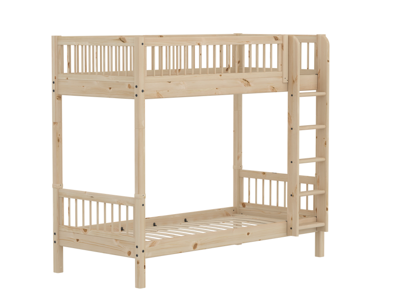 Bunk Bed with Extra Height and Safety Rail, 90x200 cm, Pine