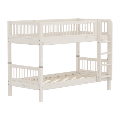 Bunk Bed with Straight Ladder and Safety Rail, 90x200 cm, White