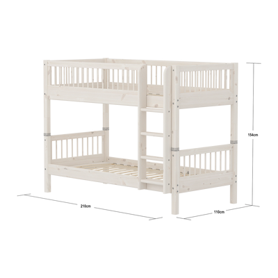 Bunk Bed with Straight Ladder and Safety Rail, 90x200 cm, White