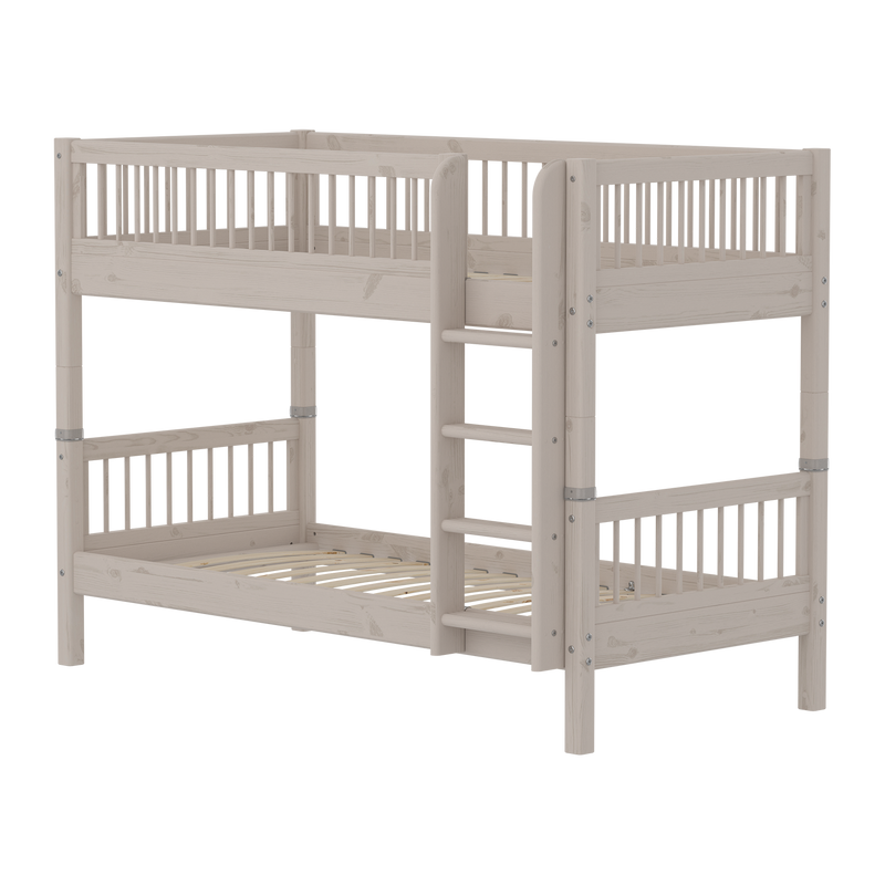 Bunk Bed with Safety Rails and Straight Ladder, 90x200 cm, Grey