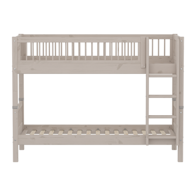 Bunk Bed with Safety Rails and Straight Ladder, 90x200 cm, Grey