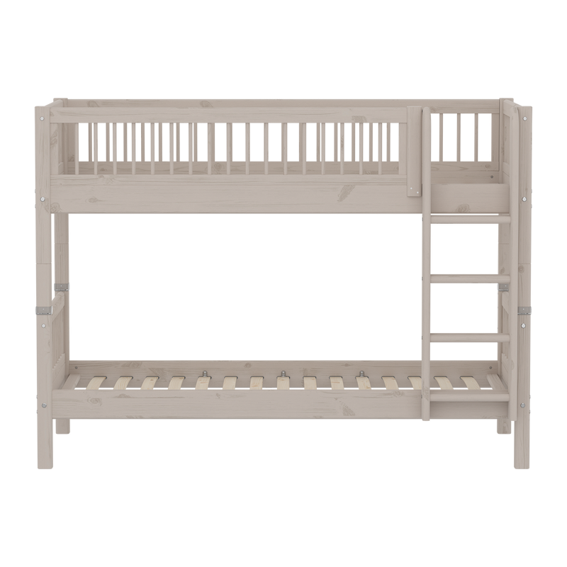 Bunk Bed with Safety Rails and Straight Ladder, 90x200 cm, Grey