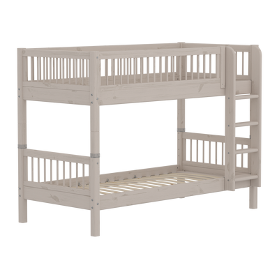 Bunk Bed with Safety Rails and Straight Ladder, 90x200 cm, Grey