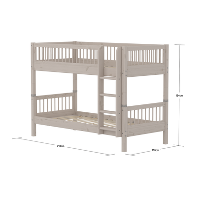 Bunk Bed with Safety Rails and Straight Ladder, 90x200 cm, Grey