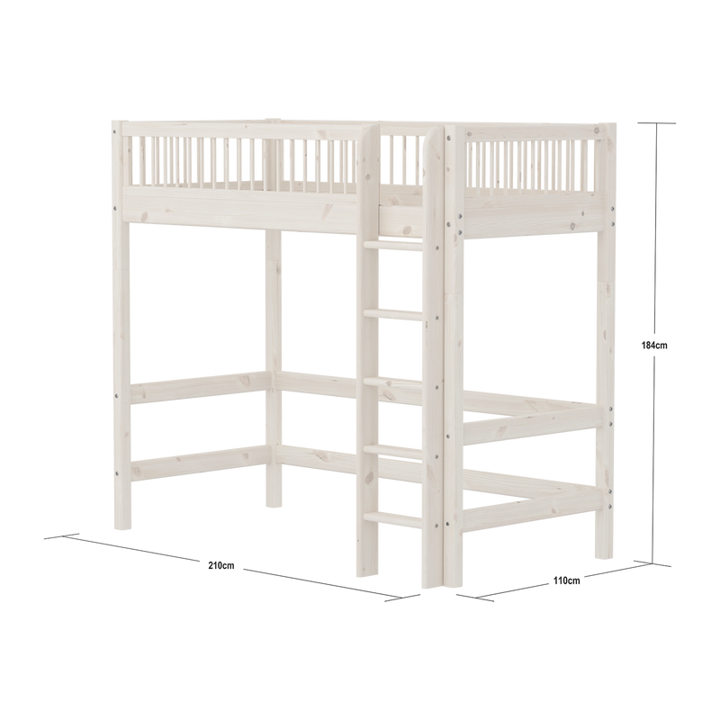 High bed with straight ladder