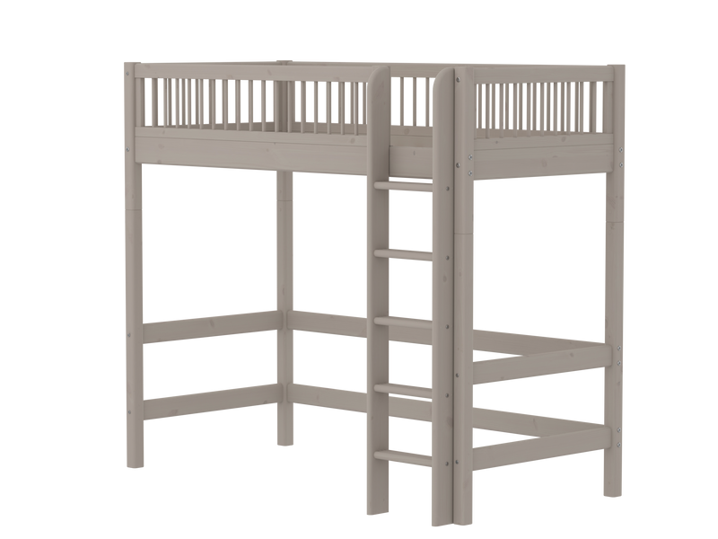 High bed with straight ladder