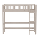 High Bed with Ladder and Safety Rail, 90x200 cm, Grey