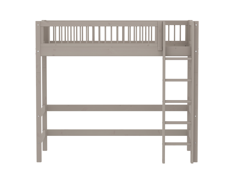 High bed with straight ladder