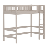 High Bed with Ladder and Safety Rail, 90x200 cm, Grey