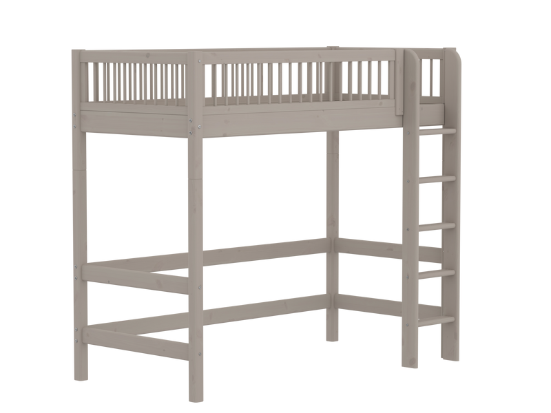 High bed with straight ladder