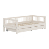 Einzelbett mit Schubladen, 90x200 cm, Weiß