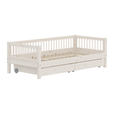 Classic daybed with Crossbars and Storage, 90x200 cm, White Washed