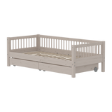 Single Bed with Storage and Safety Rail, 90x200 cm, Grey