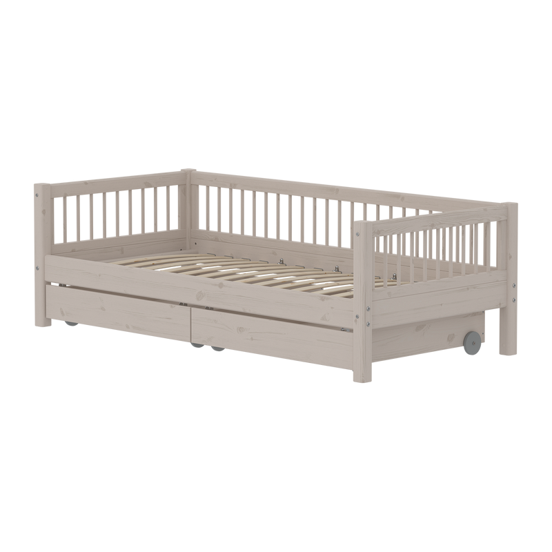 Classic daybed with Crossbars and Storage, 90x200 cm, Grey washed