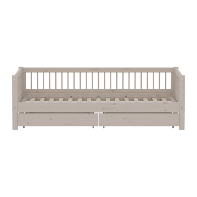 Classic daybed with Crossbars and Storage, 90x200 cm, Grey washed