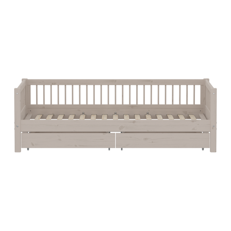 Classic daybed with Crossbars and Storage, 90x200 cm, Grey washed