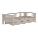 Single Bed with Storage and Safety Rail, 90x200 cm, Grey