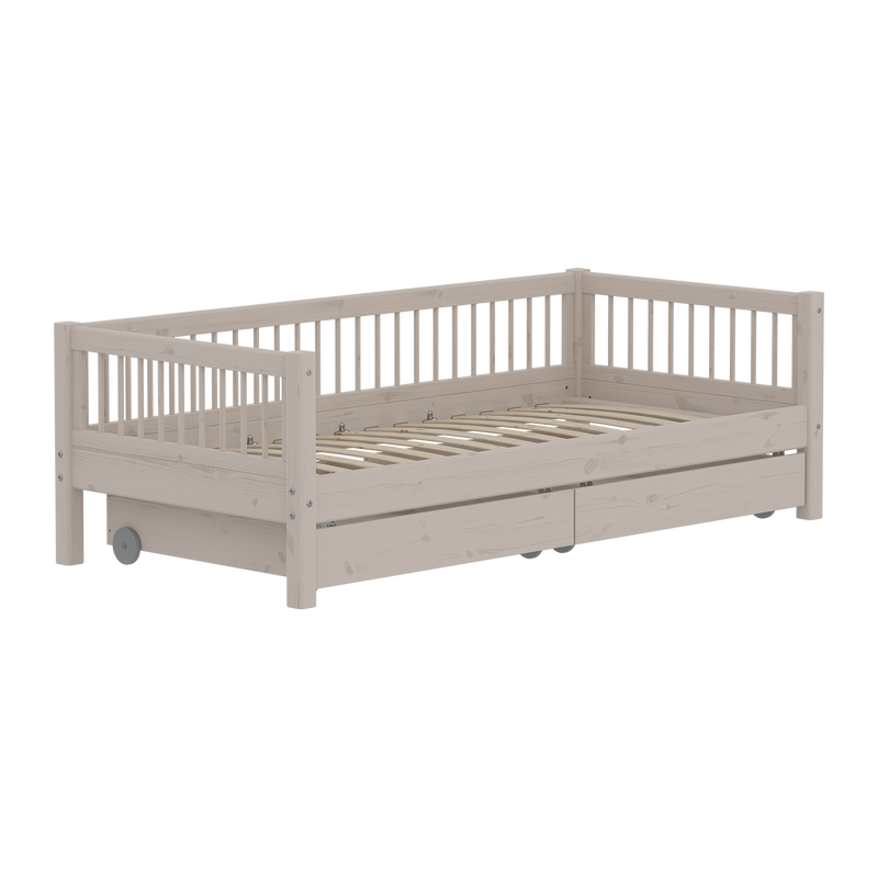 Classic daybed with Crossbars and Storage, 90x200 cm, Grey washed