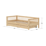 Single Bed with Storage, 90x200 cm, Pine