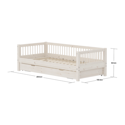 Classic daybed with Crossbars and Guest bed, 90x200 cm, White Washed