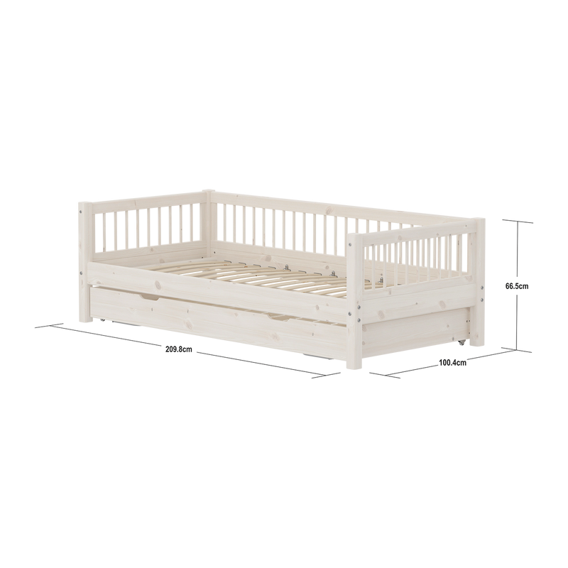 Classic daybed with Crossbars and Guest bed, 90x200 cm, White Washed