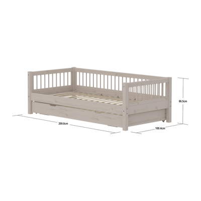 Classic daybed with Crossbars and Guest bed, 90x200 cm, Grey Washed