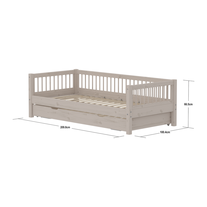 Classic daybed with Crossbars and Guest bed, 90x200 cm, Grey Washed