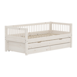 Single Bed with Pull-out Bed and Storage, 90x200 cm, White