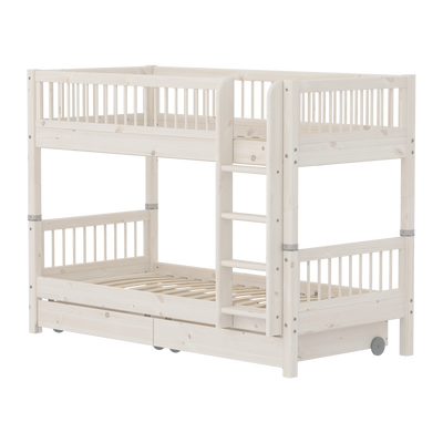 Classic Bunk bed with Crossbars and Storage, 90x200 cm, White Washed