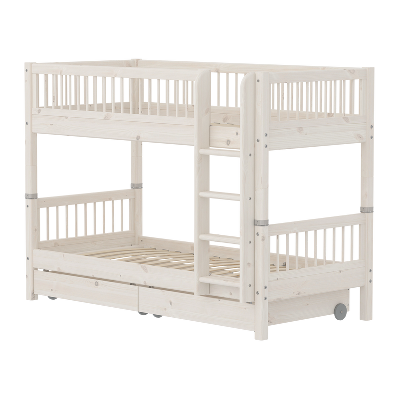 Bunk Bed with Storage and Safety Rail, 90x200 cm, White