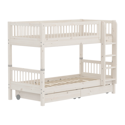 Bunk Bed with Storage and Safety Rail, 90x200 cm, White