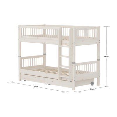 Classic Bunk bed with Crossbars and Storage, 90x200 cm, White Washed