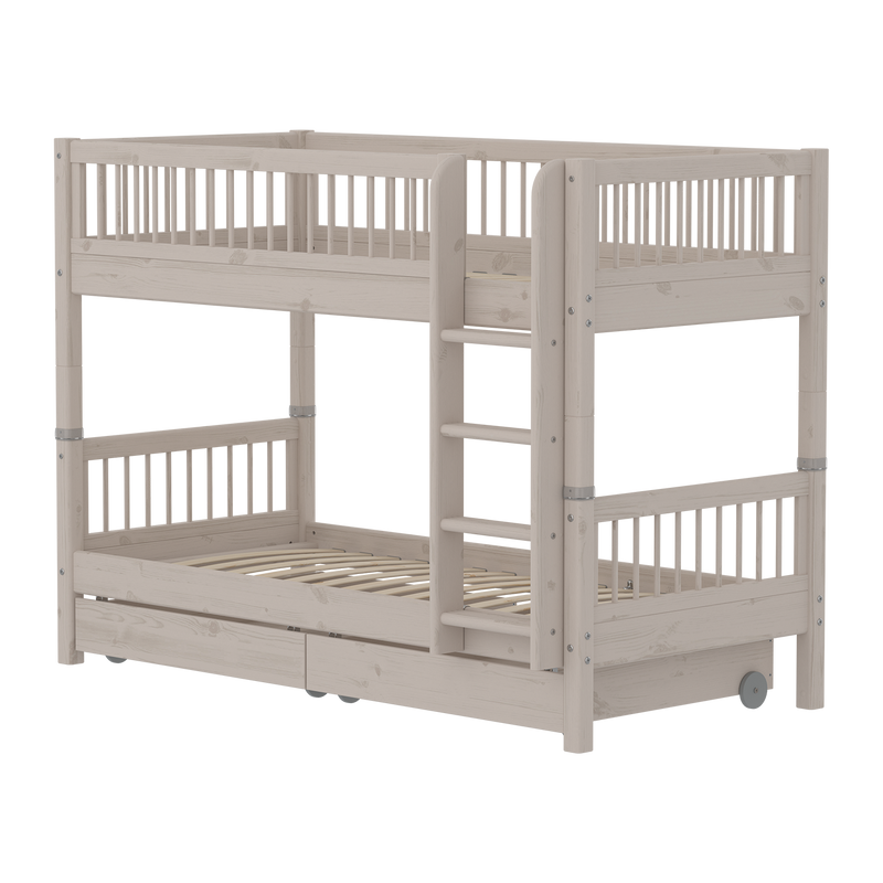 Bunk bed with Storage and Safety Rail, 90x200 cm, Grey