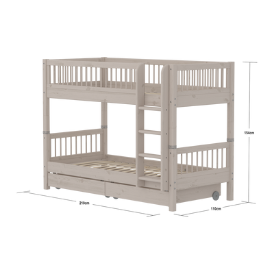 Bunk bed with Storage and Safety Rail, 90x200 cm, Grey