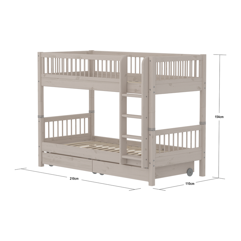 Bunk bed with Storage and Safety Rail, 90x200 cm, Grey