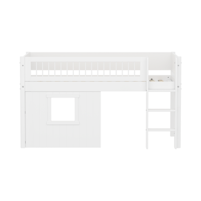 WHITE Halfhoogslaper met Boomhut, 90x200 cm, Wit