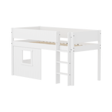 Mid-High Bed with Treehouse, 90x200 cm, White