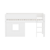 Mid-High Bed with Treehouse, 90x200 cm, White